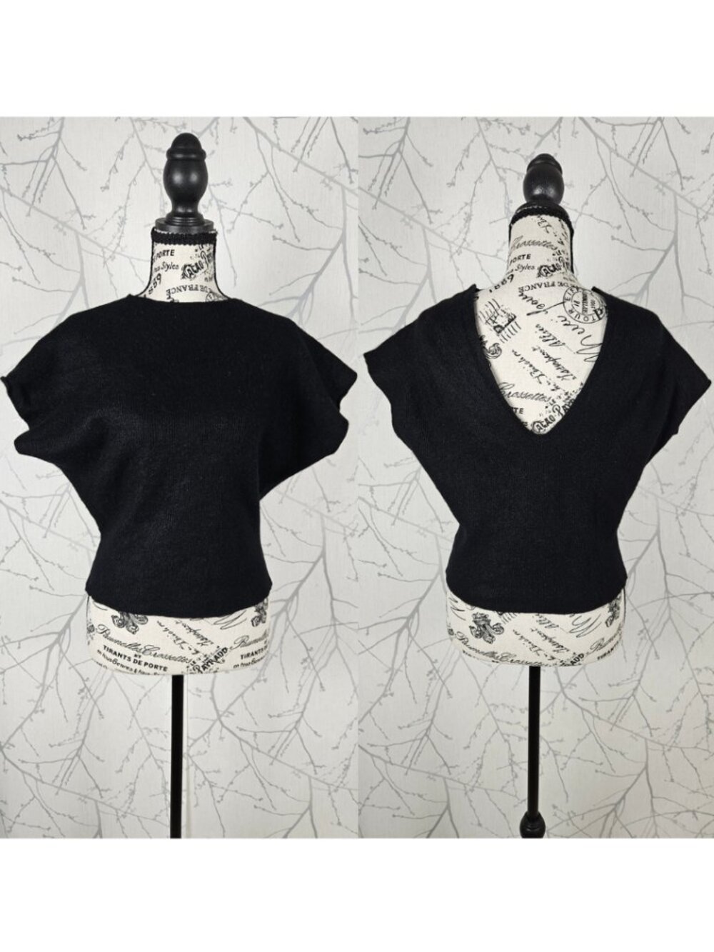 Helmut Lang 58% Cashmere 42% Linen V Back Cropped Sweater